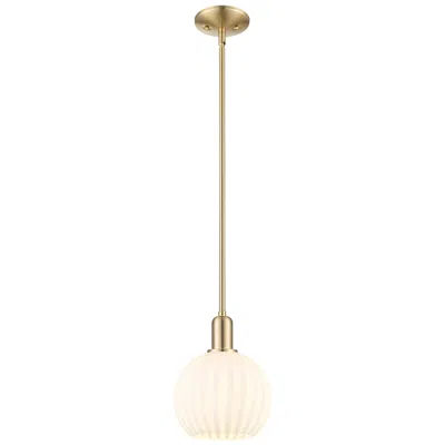 Innovations Lighting Arcadia White Venetian 8" Wide Champagne Bronze Stem Hung Mini Pendant