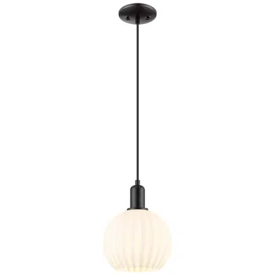 Innovations Lighting Arcadia White Venetian 8" Wide Matte Black Cord Hung Mini Pendant