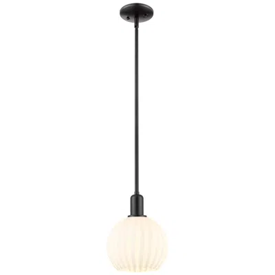 Innovations Lighting Arcadia White Venetian 8" Wide Matte Black Stem Hung Mini Pendant In Multi