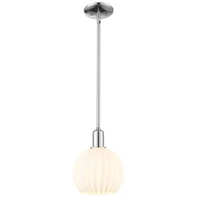 Innovations Lighting Arcadia White Venetian 8" Wide Polished Chrome Stem Hung Mini Pendant In Silver