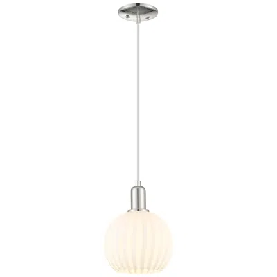 Innovations Lighting Arcadia White Venetian 8" Wide Polished Nickel Cord Hung Mini Pendant