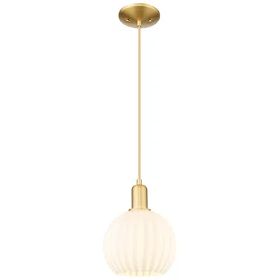 Innovations Lighting Arcadia White Venetian 8" Wide Satin Gold Cord Hung Mini Pendant With