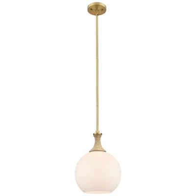 Innovations Lighting Astor 10"w Brass And Brown Rope Stem Mini Pendant W/ Matte White Shade