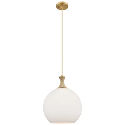 Innovations Lighting Astor 12"w Brass And Brown Rope Cord Mini Pendant W/ Matte White Shade