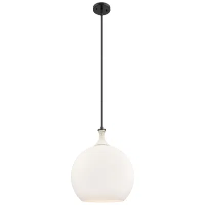 Innovations Lighting Astor 14"w Matte Black And White Rope Stem Pendant W/ Matte White Shade