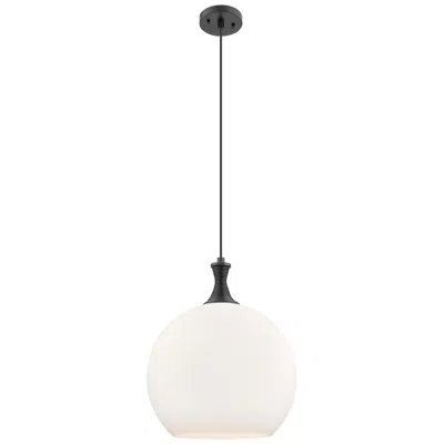 Innovations Lighting Astor 14"w Matte Black Metal Cord Hung Pendant With Matte White Shade