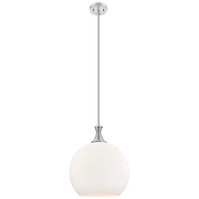 Innovations Lighting Astor 14"w Satin Nickel Metal Stem Hung Pendant With Matte White Shade