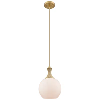 Innovations Lighting Astor 8"w Brass And Brown Rope Cord Mini Pendant W/ Matte White Shade In Pink