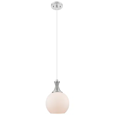 Innovations Lighting Astor 8"w Satin Nickel Metal Cord Mini Pendant With Matte White Shade