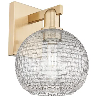 Innovations Lighting Athens - 1 Light - 8 Inch - Champagne Brz - Clear Basket Weave Shade Sconce In Brown