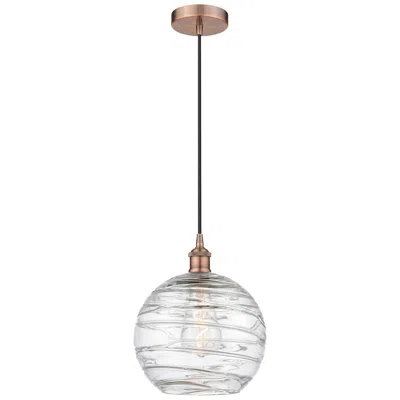 Innovations Lighting Athens 10" Antique Copper Mini Pendant W/ Clear Deco Swirl Shade