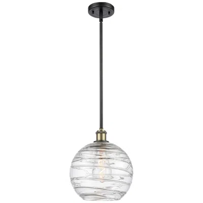 Innovations Lighting Athens 10" Black Antique Brass Mini Pendant W/ Clear Deco Swirl Shade