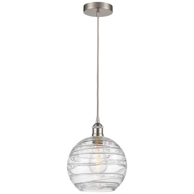 Innovations Lighting Athens 10" Brushed Satin Nickel Mini Pendant W/ Clear Deco Swirl Shade