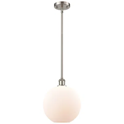 Innovations Lighting Athens 10" Brushed Satin Nickel Stem Hung Mini Pendant W/ Matte White