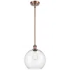 Innovations Lighting Athens 10" Led Mini Pendant - Antique Copper - Clear Shade In Transparent