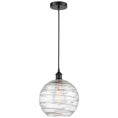Innovations Lighting Athens 10" Matte Black Mini Pendant W/ Clear Deco Swirl Shade