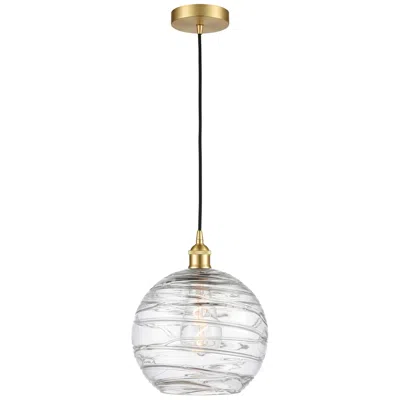 Innovations Lighting Athens 10" Satin Gold Mini Pendant W/ Clear Deco Swirl Shade