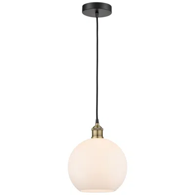Innovations Lighting Athens 10"w Black Brass Corded Mini Pendant W/ Matte White Shade