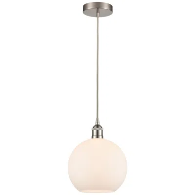 Innovations Lighting Athens 10"w Brushed Satin Nickel And White Glass Mini Pendant