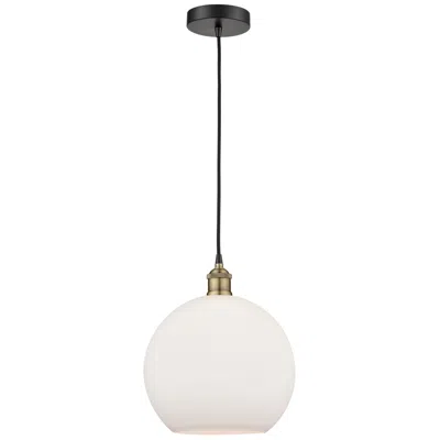 Innovations Lighting Athens 11.75"w Black Brass Corded Mini Pendant W/ Matte White Shade