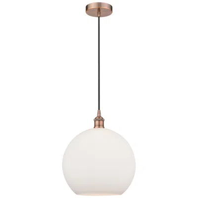 Innovations Lighting Athens 12" Antique Copper Mini Pendant W/ Matte White Shade