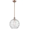 Innovations Lighting Athens 12" Antique Copper Stem Hung Mini Pendant W/ Clear Deco Swirl S In Transparent
