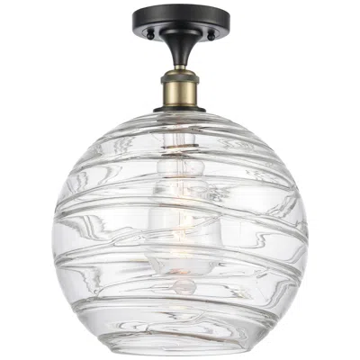 Innovations Lighting Athens 12" Black Antique Brass Semi Flush Mount W/ Clear Deco Swirl Sh