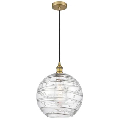 Innovations Lighting Athens 12" Brushed Brass Mini Pendant W/ Clear Deco Swirl Shade