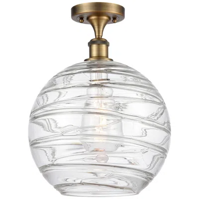 Innovations Lighting Athens 12" Brushed Brass Semi Flush Mount W/ Clear Deco Swirl Shade