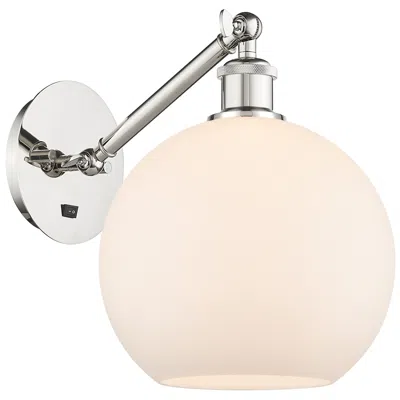 Innovations Lighting Athens 12" High Polished Nickel Adjustable Sconce With Matte White Shade