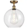 Innovations Lighting Athens  12" Led Semi-flush Mount - Brushed Brass - Clear Shade In Gold