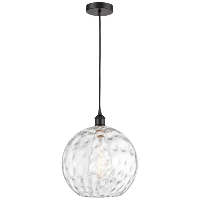 Innovations Lighting Athens 12" Matte Black Mini Pendant W/ Clear Water Glass Shade