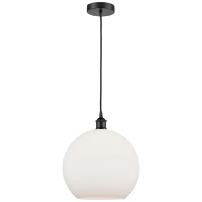 Innovations Lighting Athens 12" Matte Black Mini Pendant W/ Matte White Shade
