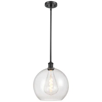 Innovations Lighting Athens 12" Matte Black Stem Hung Mini Pendant W/ Seedy Shade