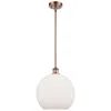 Innovations Lighting Athens 12" Mini Pendant - Antique Copper - Matte White Shade In White