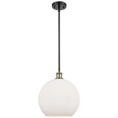 Innovations Lighting Athens 12" Mini Pendant - Black Antique Brass - Matte White Shade