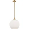 Innovations Lighting Athens 12" Mini Pendant - Satin Gold - Matte White Shade In White
