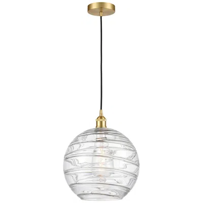 Innovations Lighting Athens 12" Satin Gold Mini Pendant W/ Clear Deco Swirl Shade