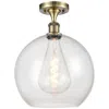 Innovations Lighting Athens  12" Semi-flush Mount - Antique Brass - Seedy Shade In Transparent