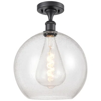 Innovations Lighting Athens 12" Semi-flush Mount - Matte Black - Seedy Shade