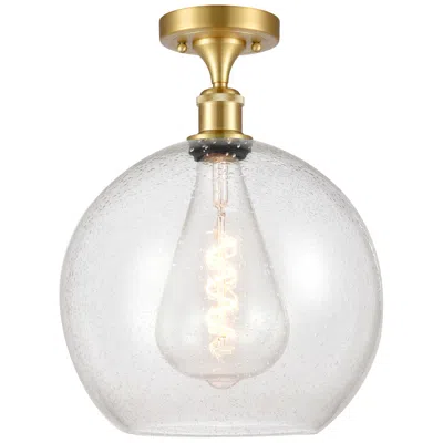 Innovations Lighting Athens  12" Semi-flush Mount - Satin Gold - Seedy Shade