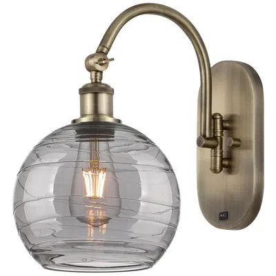 Innovations Lighting Athens 13.38"h Antique Brass Adjustable Sconce W/ Smoke Swirl Shade