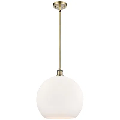 Innovations Lighting Athens 13.75" Wide Antique Brass Stem Hung Pendant W/ Matte White Shad