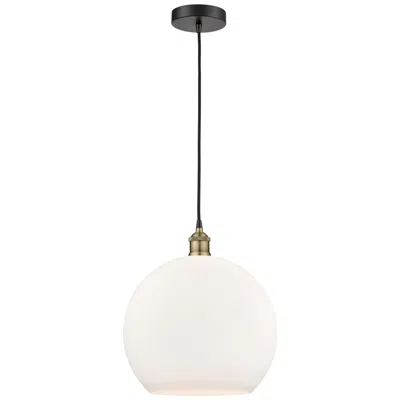 Innovations Lighting Athens 13.75" Wide Black Brass Corded Pendant W/ Matte White Shade