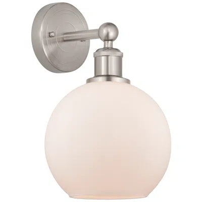 Innovations Lighting Athens 13"high Satin Nickel Sconce With Matte White Shade In Multi