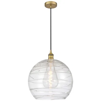 Innovations Lighting Athens 14" Brushed Brass Pendant W/ Clear Deco Swirl Shade