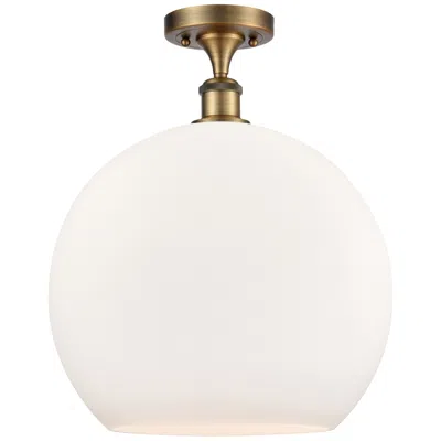 Innovations Lighting Athens  14" Led Semi-flush Mount - Brushed Brass - Matte White Shade