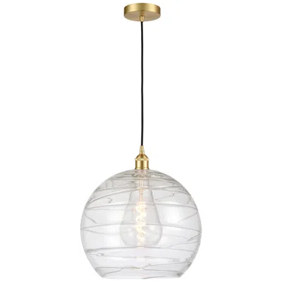 Innovations Lighting Athens 14" Satin Gold Pendant W/ Clear Deco Swirl Shade