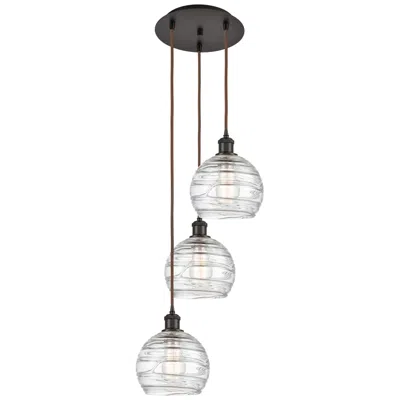Innovations Lighting Athens 14.75"w 3 Light Oil Rubbed Bronze Multi-pendant W/ Deco Swirl S