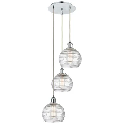 Innovations Lighting Athens 14.75"w 3 Light Polished Chrome Multi-pendant W/ Deco Swirl Sha